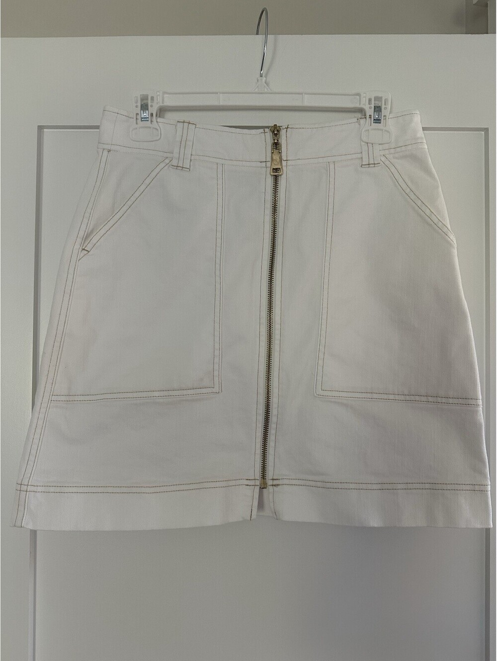 Spartina 449 Ashton Denim Skirt Pearl White Size 6